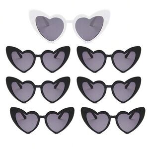 7 piece set: bride & bridesmaid heart shaped sunglasses BLACK